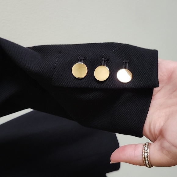 Loft Single Button Sweater Blazer Black Stretch Women's size 4 Gold Hardware - Picture 8 of 11